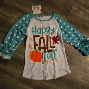 Happy Fall Y'all Icing‎ Sleeve Raglan Shirt Girls Size 5/6 NwT